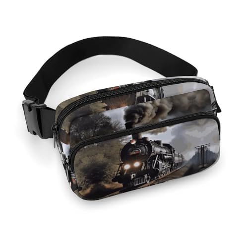 Bauchtasche für Herren und Damen, Dampfzug, leichte Hüfttasche, voll bedruckt, mit verstellbarem Gurt, für Laufen, Wandern, Reisen, Stil, 20 x 13 cm, Stil:, 20x13cm von FHESDCW