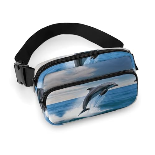 Bauchtasche für Herren und Damen, Delfine, leichte Gürteltasche, voll bedruckt, mit verstellbarem Gurt, für Laufen, Wandern, Reisen, Stil, 20 x 13 cm, Stil:, 20x13cm von FHESDCW