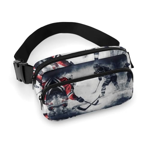 Bauchtasche für Herren und Damen, Eishockey-Kunst-Gürteltasche, leicht, vollständig bedruckt, mit verstellbarem Gurt, für Laufen, Wandern, Reisen, Stil, 20 x 13 cm, Stil:, 20x13cm von FHESDCW