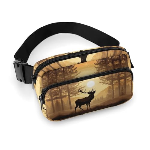 Bauchtasche für Herren und Damen, Elch-Kunstwerk-Gürteltasche, leicht, vollständig bedruckt, mit verstellbarem Gurt, für Laufen, Wandern, Reisen, Stil, 20 x 13 cm, Stil:, 20x13cm von FHESDCW