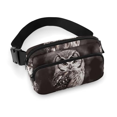 Bauchtasche für Herren und Damen, Eulen-Gürteltasche, leicht, vollständig bedruckt, mit verstellbarem Gurt, für Laufen, Wandern, Reisen, Stil, 20 x 13 cm, Stil:, 20x13cm von FHESDCW