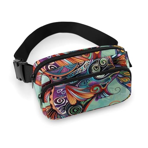 Bauchtasche für Herren und Damen, Fisch-Gürteltasche, leicht, vollständig bedruckt, mit verstellbarem Gurt, für Laufen, Wandern, Reisen, Stil, 20 x 13 cm, Stil:, 20x13cm von FHESDCW