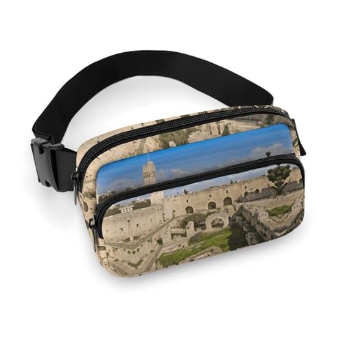 Bauchtasche für Herren und Damen, Israel am Turm des Davids, leichte Gürteltasche, voll bedruckt, mit verstellbarem Gurt, für Laufen, Wandern, Reisen, Stil, 20 x 13 cm, Stil:, 20x13cm von FHESDCW
