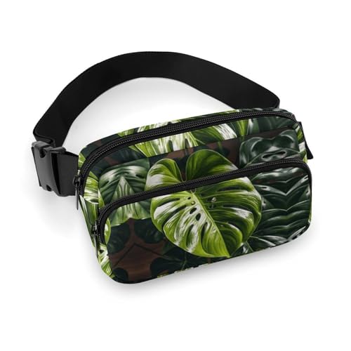 Bauchtasche für Herren und Damen, Monstera Deliciosa, leichte Gürteltasche, voll bedruckt, mit verstellbarem Gurt, für Laufen, Wandern, Reisen, Stil, 20 x 13 cm, Stil:, 20x13cm von FHESDCW