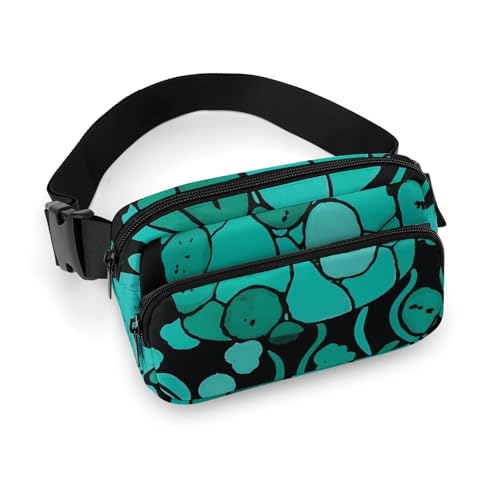 Bauchtasche für Herren und Damen, Türkis und Schwarz, leichte Hüfttasche, voll bedruckt, mit verstellbarem Gurt, für Laufen, Wandern, Reisen, Stil, 20 x 13 cm, Stil:, 20x13cm von FHESDCW