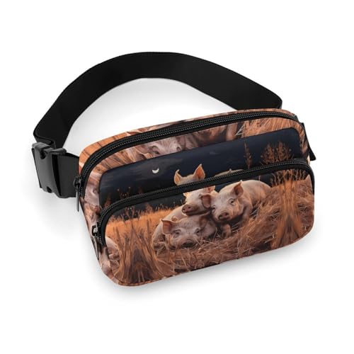Bauchtasche für Herren und Damen, drei Schweinchen, leicht, vollständig bedruckt, mit verstellbarem Gurt, für Laufen, Wandern, Reisen, Stil, 20 x 13 cm, Stil:, 20x13cm von FHESDCW