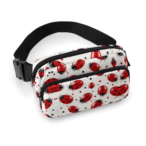 Bauchtasche für Herren und Damen, rote Marienkäfer-Gürteltasche, leicht, vollständig bedruckt, mit verstellbarem Gurt, für Laufen, Wandern, Reisen, Stil, 20 x 13 cm, Stil:, 20x13cm von FHESDCW