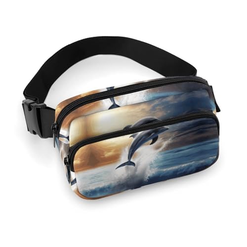 Bauchtasche für Herren und Damen, schöne Delfin-Gürteltasche, leicht, vollständig bedruckt, mit verstellbarem Gurt, für Laufen, Wandern, Reisen, Stil, 20 x 13 cm, Stil:, 20x13cm von FHESDCW