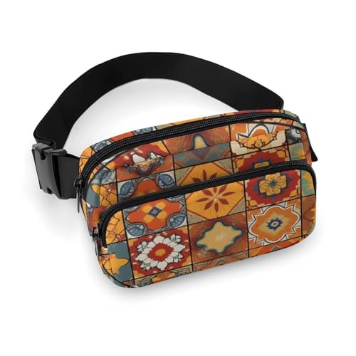 Bauchtasche für Männer und Frauen, Gruppe marokkanischer geometrischer Bauchtasche, leichte Hüfttasche, voll bedruckt, mit verstellbarem Gurt, für Laufen, Wandern, Reisen, Stil, 20 x 13 cm, Stil:, von FHESDCW