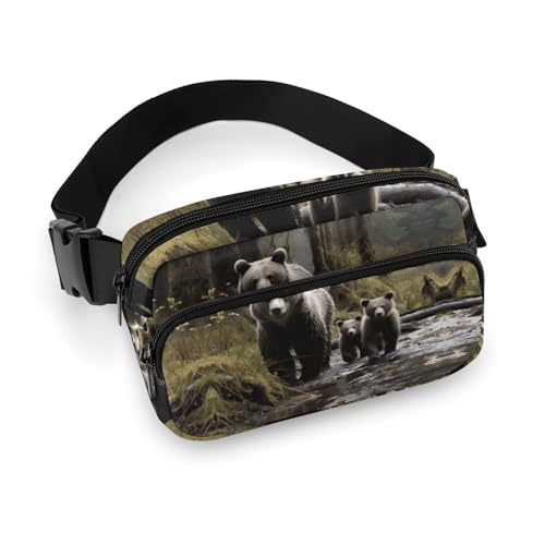 Bauchtasche für Männer und Frauen, Mutterbär und sie, leichte Gürteltasche, voll bedruckt, mit verstellbarem Gurt, für Laufen, Wandern, Reisen, Stil, 20 x 13 cm, Stil:, 20x13cm von FHESDCW