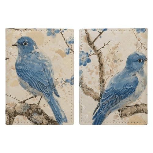 Bluebird on The Branch Reisepasshülle aus Leder, minimalistische Reisepasshülle, Reisebrieftasche, Reisepassbuchhalter für Damen und Herren, Stil, 20,3 x 13,8 cm, Stil:, 20.3x13.8cm von FHESDCW