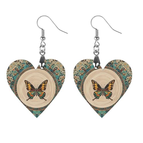 Blühende Garten-Schmetterlings-Holzohrringe für Damen, Vintage, eleganter Holzschmuck, leichte Ohrringe für Hochzeit, Party, alltägliches Schmuckgeschenk, Apricot shaped, Holz, Holz Blühende Garten-Schmetterlings-Holzohrringe für Damen, Vintage, eleganter Holzschmuck, leichte Ohrringe für Hochzeit, Party, alltägliches Schmuckgeschenk, Apricot shaped, Holz, Holz von FHESDCW