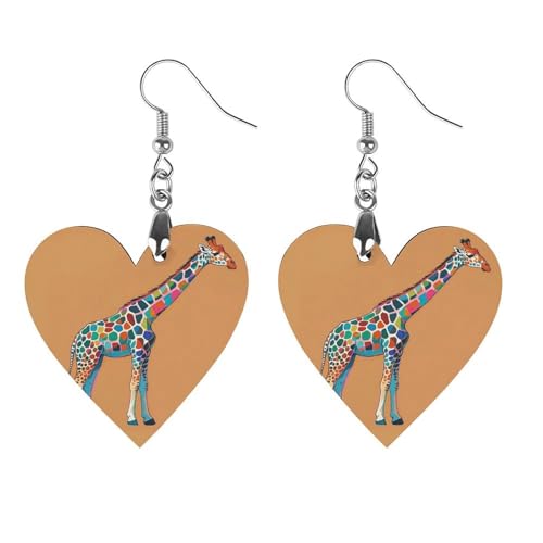 Bunte Giraffen-Holzohrringe für Damen, eleganter Vintage-Holzschmuck, leichte Ohrringe für Hochzeit, Party, alltägliches Schmuckgeschenk, Apricot shaped, Holz, Holz Bunte Giraffen-Holzohrringe für Damen, eleganter Vintage-Holzschmuck, leichte Ohrringe für Hochzeit, Party, alltägliches Schmuckgeschenk, Apricot shaped, Holz, Holz von FHESDCW