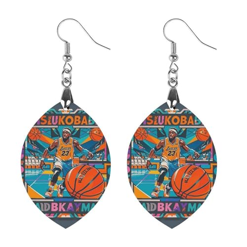 Coole Holzohrringe mit Basketball-Thema für Frauen, eleganter Vintage-Holzschmuck, leichte Ohrringe für Hochzeit, Party, Alltagsschmuckgeschenk, Love, Holz, Holz von FHESDCW