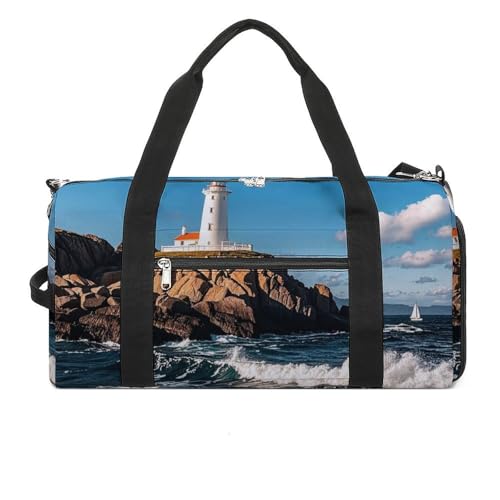 Daytime Segelboote Turnbeutel für Männer und Frauen, wasserdichte Turnbeutel, große Seesack für Reisen, Workout von FHESDCW