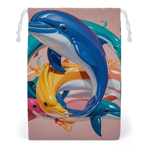 FHESDCW Abstrakte Delfin-Tasche mit Kordelzug, Leinwand, wiederverwendbar, Reise-Schmuckbeutel, waschbare Aufbewahrungsbeutel für Geschenk, Süßigkeiten, Kosmetik, 12 x 18 cm FHESDCW Abstrakte Delfin-Tasche mit Kordelzug, Leinwand, wiederverwendbar, Reise-Schmuckbeutel, waschbare Aufbewahrungsbeutel für Geschenk, Süßigkeiten, Kosmetik, 12 x 18 cm von FHESDCW