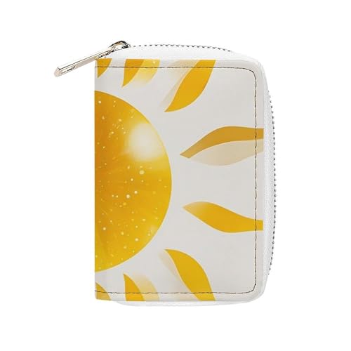 FHESDCW Abstrakte Kunst Golden Sunlight Kartenetui für Männer und Frauen, Leder Kreditkartenetui mit 20 Kartenfächern, kleine Geldbörse mit Reißverschluss von FHESDCW