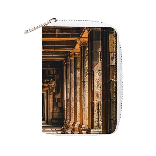 FHESDCW Angkor Thom Kartenetui für Herren und Damen, Leder Kreditkartenetui mit 20 Kartenfächern, kleine Geldbörse mit Reißverschluss von FHESDCW