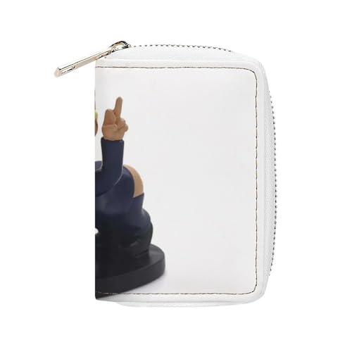 FHESDCW Cartoon Präsident Kartenetui für Männer Frauen Leder Kreditkartenetui mit 20 Kartenfächern Kleine Geldbörse mit Reißverschluss von FHESDCW