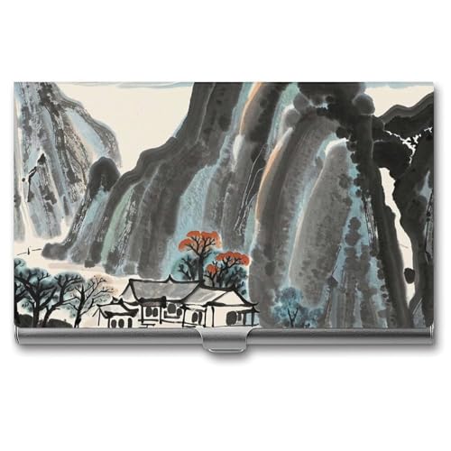 FHESDCW Chinesische Landschaftsmalerei Visitenkartenhalter für Männer & Frauen, professionelles Kartenetui mit Schnallenstil, kompaktes und tragbares Metallgehäuse für Büroangestellte, Stil FHESDCW Chinesische Landschaftsmalerei Visitenkartenhalter für Männer & Frauen, professionelles Kartenetui mit Schnallenstil, kompaktes und tragbares Metallgehäuse für Büroangestellte, Stil von FHESDCW