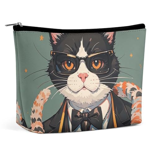 FHESDCW Cool Rich Make-up-Tasche für Damen, PU-Leder, wasserdicht, mit Reißverschluss, tragbar, Reise-Make-up-Organizer von FHESDCW