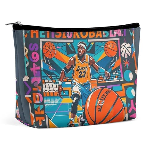 FHESDCW Coole Make-up-Tasche für Damen, PU-Leder, wasserdicht, Kosmetiktasche mit Reißverschluss, tragbarer Reise-Make-up-Organizer von FHESDCW