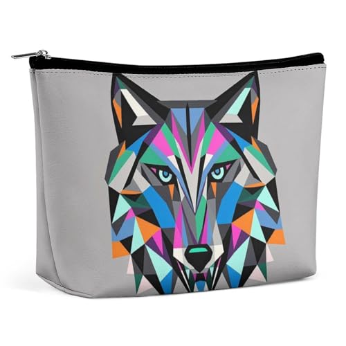 FHESDCW Coyote Make-up-Tasche für Damen, Motiv: Wolf Beast, PU-Leder, wasserdichte Kosmetiktasche mit Reißverschluss, tragbarer Reise-Make-up-Organizer von FHESDCW