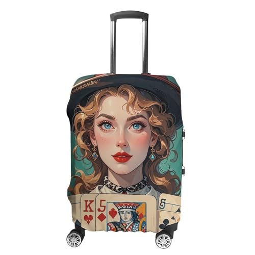 FHESDCW Damen Pokerkarten Gepäckhüllen für Koffer, Waschbares Reisezubehör, Anti-Kratzer & Staubschutz Kofferabdeckung Protektor Passend für 48.3-81.3 cm Gepäck, Stil:, M, Klassisch von FHESDCW