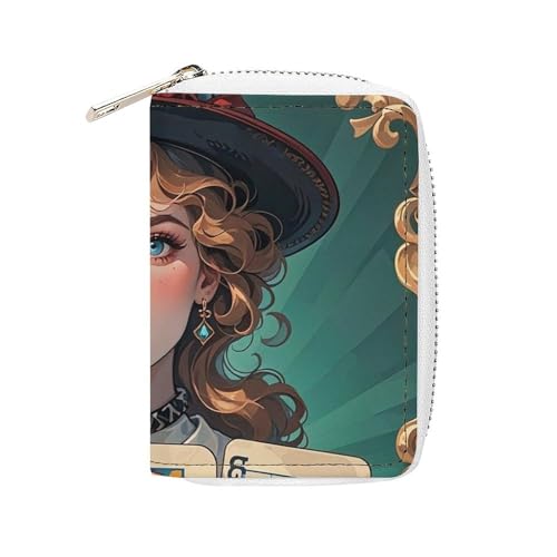 FHESDCW Damen Pokerkarten Kartenetui für Männer Frauen, Leder Kreditkartenetui mit 20 Kartenfächern Kleine Geldbörse mit Reißverschluss von FHESDCW