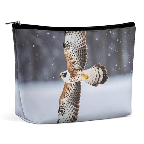 FHESDCW Flying White Eagle Make-up-Tasche für Damen, PU-Leder, wasserdicht, Kosmetiktasche mit Reißverschluss, tragbarer Reise-Make-up-Organizer von FHESDCW