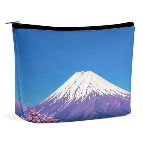 FHESDCW Fuji Make-up-Tasche für Damen, PU-Leder, wasserdicht, mit Reißverschluss, tragbar, Reise-Make-up-Organizer, Violett von FHESDCW