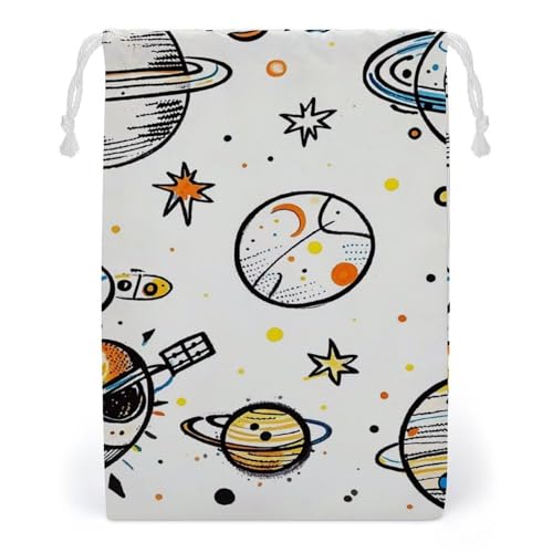 FHESDCW Graffiti-Astronauten-Tasche mit Kordelzug, Leinwand, wiederverwendbar, Reise-Schmuckbeutel, waschbare Aufbewahrungsbeutel für Geschenk, Süßigkeiten, Kosmetika, Stil:, 1 count (Pack of 1) von FHESDCW