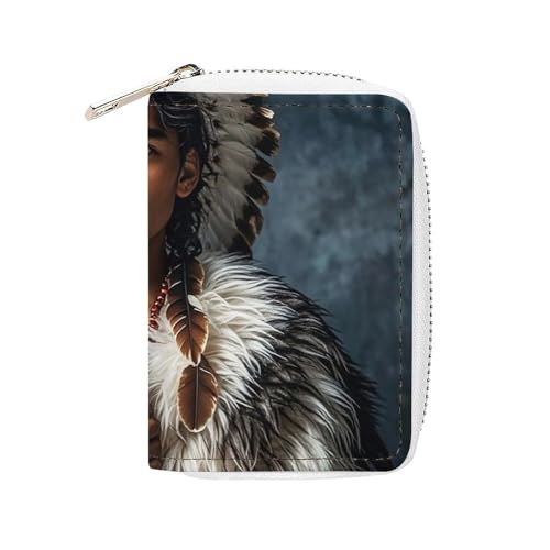 FHESDCW Indigene Menschen und Wölfe Kartenetui für Männer Frauen, Leder Kreditkartenetui mit 20 Kartenfächern, kleine Geldbörse mit Reißverschluss FHESDCW Indigene Menschen und Wölfe Kartenetui für Männer Frauen, Leder Kreditkartenetui mit 20 Kartenfächern, kleine Geldbörse mit Reißverschluss von FHESDCW