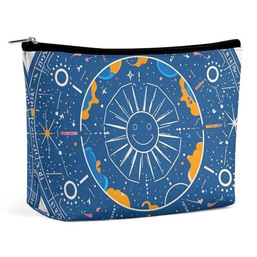 FHESDCW Interessante Make-up-Tasche für Damen, PU-Leder, wasserdicht, Kosmetiktasche mit Reißverschluss, tragbarer Reise-Make-up-Organizer von FHESDCW