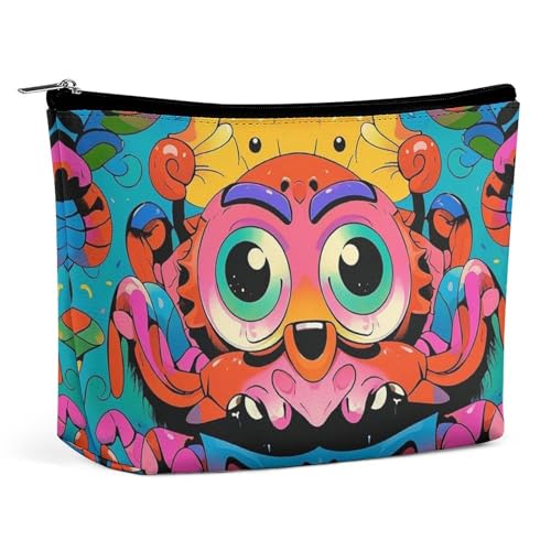 FHESDCW Interessante Make-up-Tasche mit Gesichtern und Krabben für Damen, PU-Leder, wasserdicht, Kosmetiktasche mit Reißverschluss, tragbarer Reise-Make-up-Organizer FHESDCW Interessante Make-up-Tasche mit Gesichtern und Krabben für Damen, PU-Leder, wasserdicht, Kosmetiktasche mit Reißverschluss, tragbarer Reise-Make-up-Organizer von FHESDCW