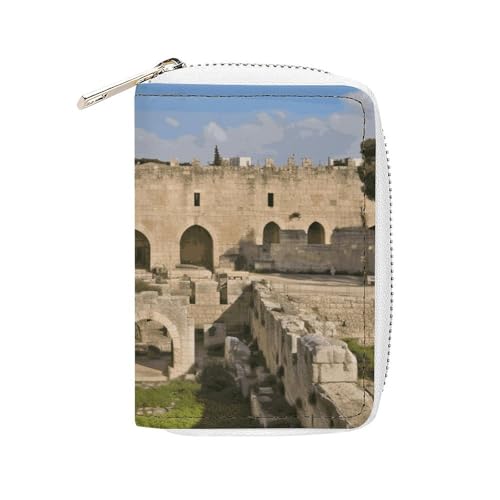 FHESDCW Israel at The Tower of David Leder-Kartenetui Kreditkartenetui Reißverschluss Geldbörse mit 20 Kartenfächern Slim Wallet EC-Kartenschutz Organizer Etui Stil 16 x 11,5 cm, Stil:, 16x11.5cm von FHESDCW