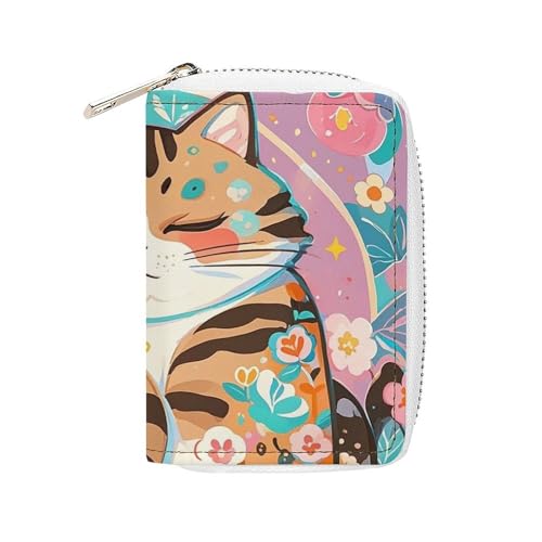 FHESDCW Kartenetui für Männer und Frauen, Kreditkartenetui aus Leder mit 20 Kartenfächern, kleine Geldbörse mit Reißverschluss von FHESDCW