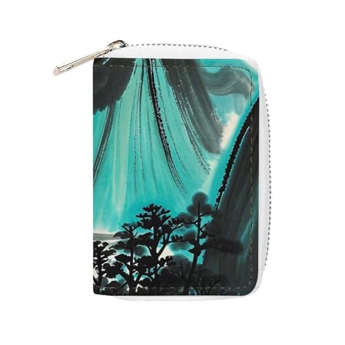 FHESDCW Kartenetui im Querformat für Herren und Damen, Leder, Kreditkartenetui mit 20 Kartenfächern, kleine Geldbörse mit Reißverschluss von FHESDCW