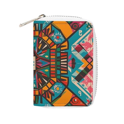 FHESDCW Kartenetui im Retro-Pop-Art-Stil für Männer und Frauen, Leder-Kreditkartenetui mit 20 Kartenfächern, kleine Geldbörse mit Reißverschluss von FHESDCW