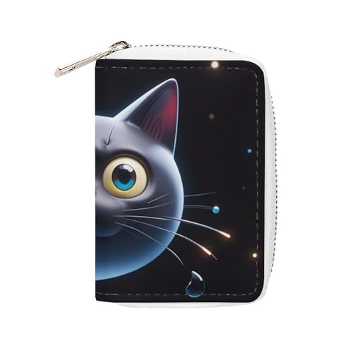 FHESDCW Kartenetui in niedlicher Katzenform für Männer und Frauen, Leder, Kreditkartenetui mit 20 Kartenfächern, kleine Geldbörse mit Reißverschluss von FHESDCW