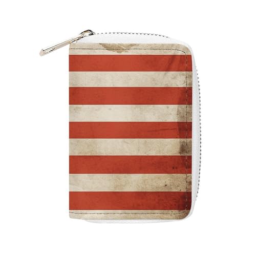 FHESDCW Kartenetui mit USA-Flagge, Leder, Kreditkartenetui mit 20 Kartenfächern, kleine Geldbörse mit Reißverschluss von FHESDCW
