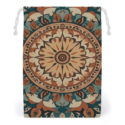 FHESDCW Kordelzugbeutel mit Kranz, Mandala-Blume, Leinwand, wiederverwendbare Reise-Schmuckbeutel, waschbare Aufbewahrungsbeutel für Geschenk, Süßigkeiten, Kosmetik, 12 x 18 cm FHESDCW Kordelzugbeutel mit Kranz, Mandala-Blume, Leinwand, wiederverwendbare Reise-Schmuckbeutel, waschbare Aufbewahrungsbeutel für Geschenk, Süßigkeiten, Kosmetik, 12 x 18 cm von FHESDCW