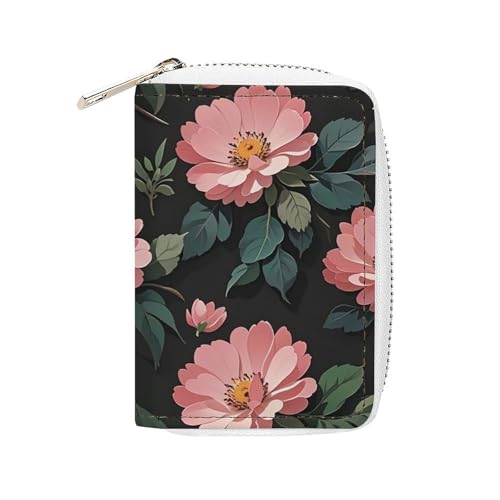 FHESDCW Lovely Flowers Kartenetui für Herren und Damen, Leder, Kreditkartenetui mit 20 Kartenfächern, kleine Geldbörse mit Reißverschluss FHESDCW Lovely Flowers Kartenetui für Herren und Damen, Leder, Kreditkartenetui mit 20 Kartenfächern, kleine Geldbörse mit Reißverschluss von FHESDCW
