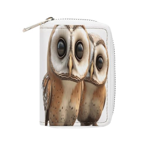 FHESDCW Lustige Eule Leder Kartenetui Kreditkartenhalter Reißverschluss Geldbörse mit 20 Kartenfächern Slim Wallet EC-Kartenschutz Organizer Etui Stil 16 x 11,5 cm, Stil:, 16x11.5cm von FHESDCW