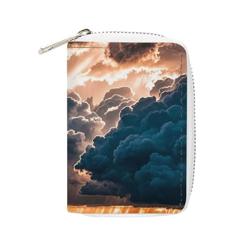 FHESDCW Magnificent Rainstorm Cloud Kartenetui für Herren und Damen, Leder, Kreditkartenetui mit 20 Kartenfächern, kleine Geldbörse mit Reißverschluss von FHESDCW