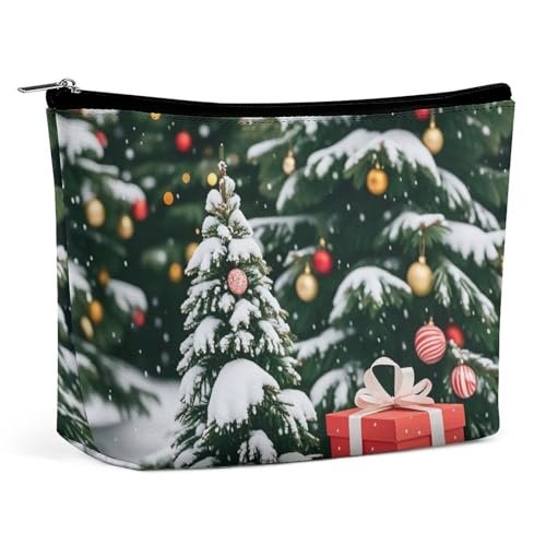 FHESDCW Make-up-Tasche für Damen, Kiefernbaum und Geschenkbox, PU-Leder, wasserdicht, Kosmetiktasche mit Reißverschluss, tragbarer Reise-Make-up-Organizer FHESDCW Make-up-Tasche für Damen, Kiefernbaum und Geschenkbox, PU-Leder, wasserdicht, Kosmetiktasche mit Reißverschluss, tragbarer Reise-Make-up-Organizer von FHESDCW