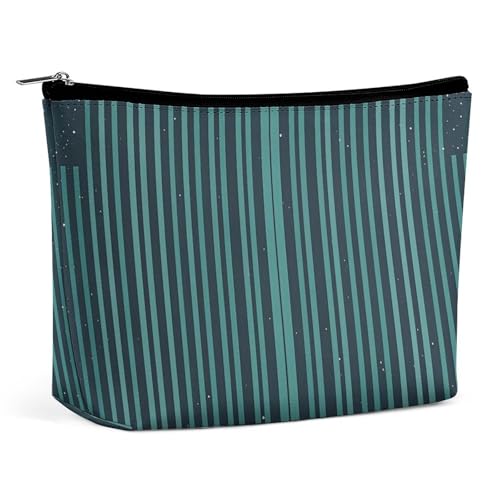 FHESDCW Make-up-Tasche für Damen, dunkles Retro-Design, minimalistisches Muster, PU-Leder, wasserdicht, Kosmetiktasche mit Reißverschluss, tragbar, Reise-Make-up-Organizer von FHESDCW