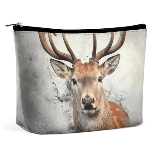 FHESDCW Make-up-Tasche mit Tiermotiv für Damen, PU-Leder, wasserdicht, Kosmetiktasche mit Reißverschluss, tragbarer Reise-Make-up-Organizer von FHESDCW