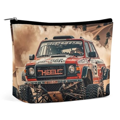 FHESDCW Offroad-Make-up-Tasche für Damen, PU-Leder, wasserdicht, Kosmetiktasche mit Reißverschluss, tragbarer Reise-Make-up-Organizer von FHESDCW