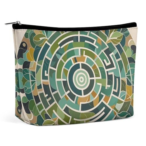 FHESDCW Runde Make-up-Tasche für Damen, PU-Leder, wasserdicht, Kosmetiktasche mit Reißverschluss, tragbarer Reise-Make-up-Organizer von FHESDCW